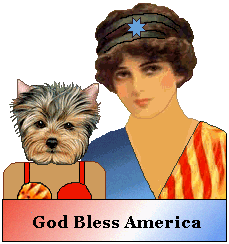 Dog and woman in flag dress Patriotic Dog graphic