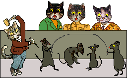Killer the cat attacks mice jumping rope