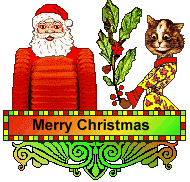 Cat Blinkie - Glamour-Puss the cat and Santa Claus - Merry Christmas