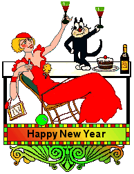 New Year Cat Blinkie - Flapper Lady and cat - Happy New Year