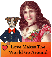 Buster the dog and Victorian lady -Loves makes the world go around...
