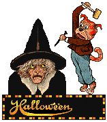 Halloween Dog Blinkie - Killer the dog and witch