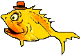 Dressed fish with hat