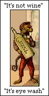 monkey with bottle of eyewash