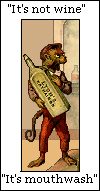 monkey with bottle of mouthwash