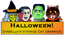 Diabella's Vintage Cat Graphics - Halloween Cat Graphics banner Halloween banner