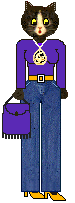 cat: purple tee-shirt