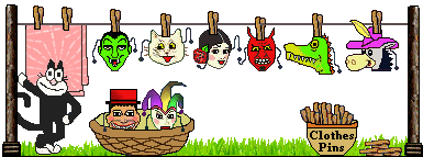 Cat hanging masks on line to dry